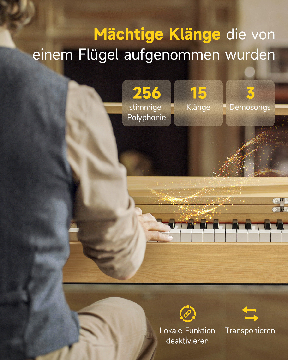 DONNER OURA™ R300 88-Tasten-Digitalpiano für zu Hause-Helle Holzfarbe##