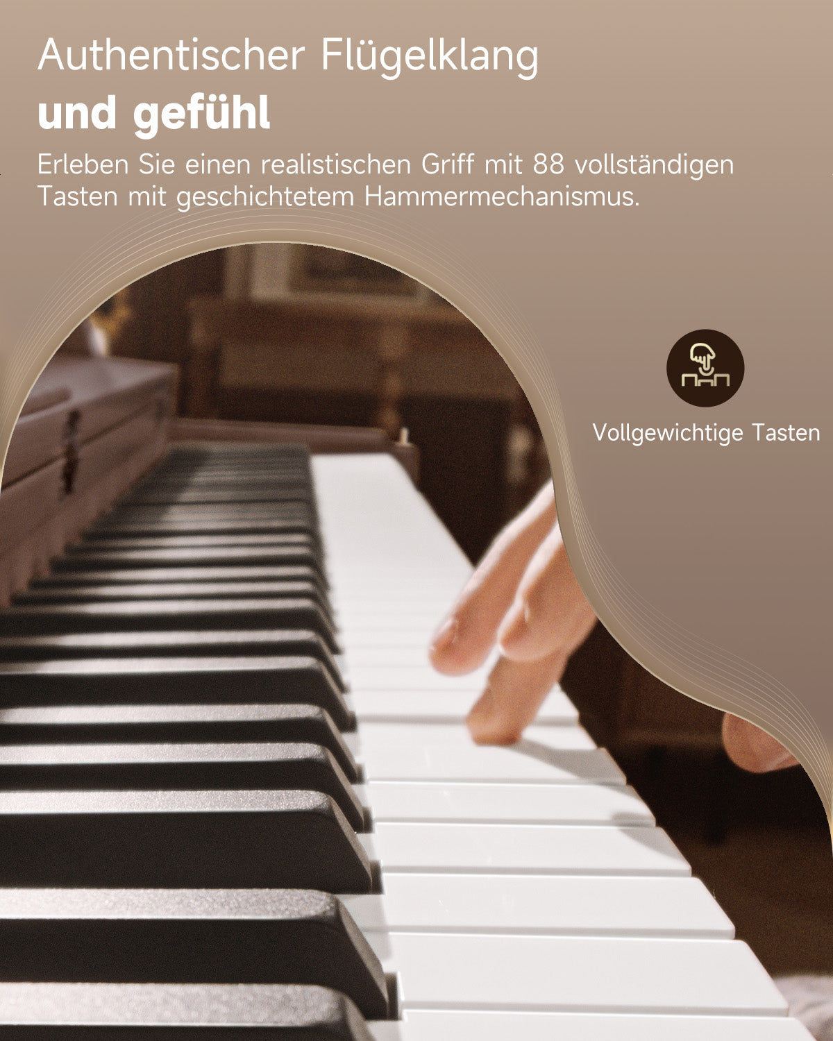 DONNER OURA™ R300 88-Tasten-Digitalpiano für zu Hause-Grau-Braun##