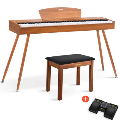 Donner DDP-80 Digital-Piano für Zuhause 88 gewichtete Tasten & Stilvolles Holzdesign mit 3 Pedale