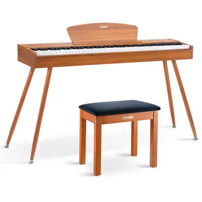 Donner DDP-80 Digital-Piano für Zuhause 88 gewichtete Tasten & Stilvolles Holzdesign mit 3 Pedale