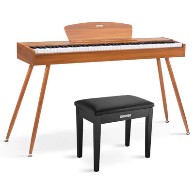 Donner DDP-80 Digital-Piano für Zuhause 88 gewichtete Tasten & Stilvolles Holzdesign mit 3 Pedale