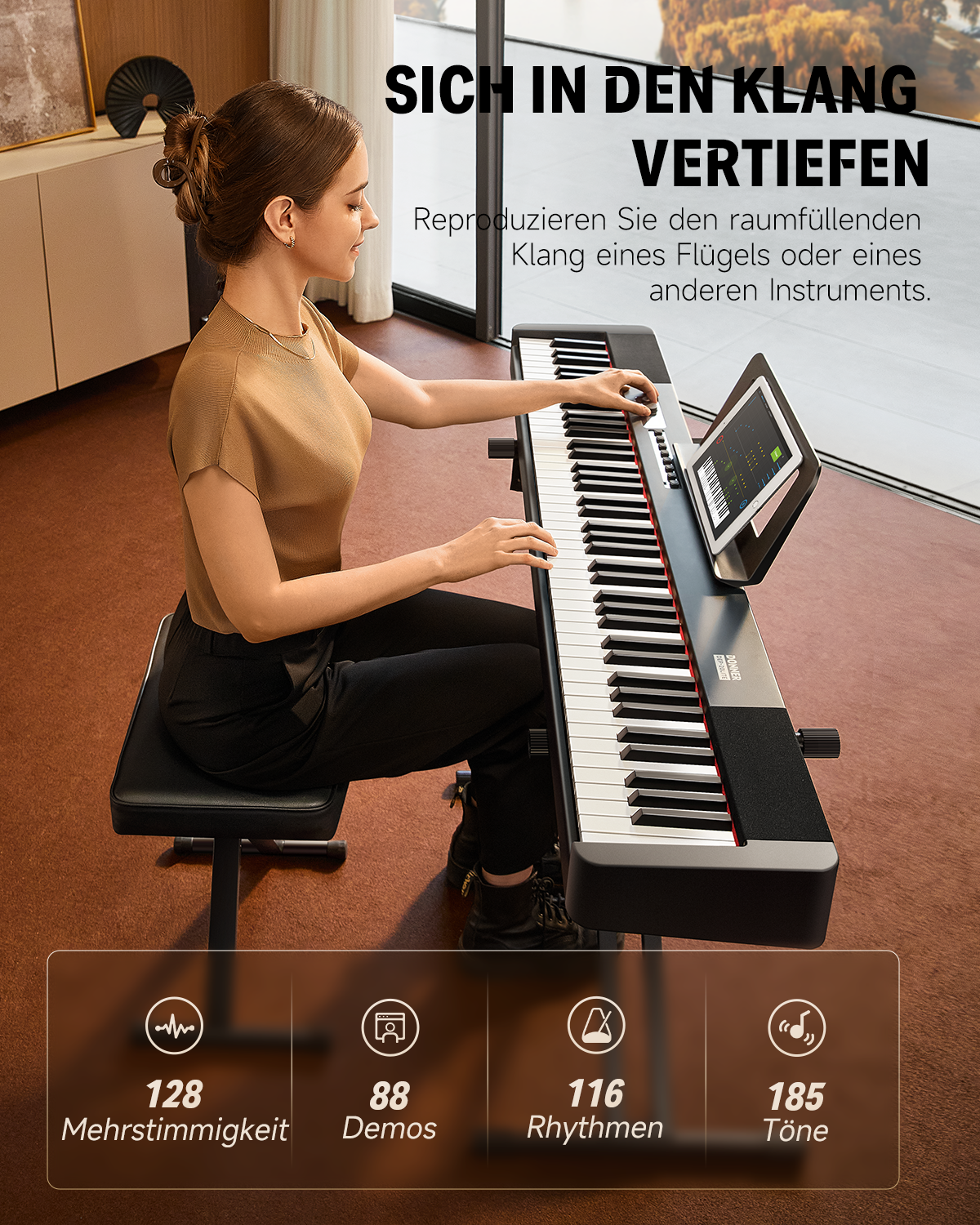 Donner DEP-20 Lite Digitalpiano (Doppel-X-Ständer)