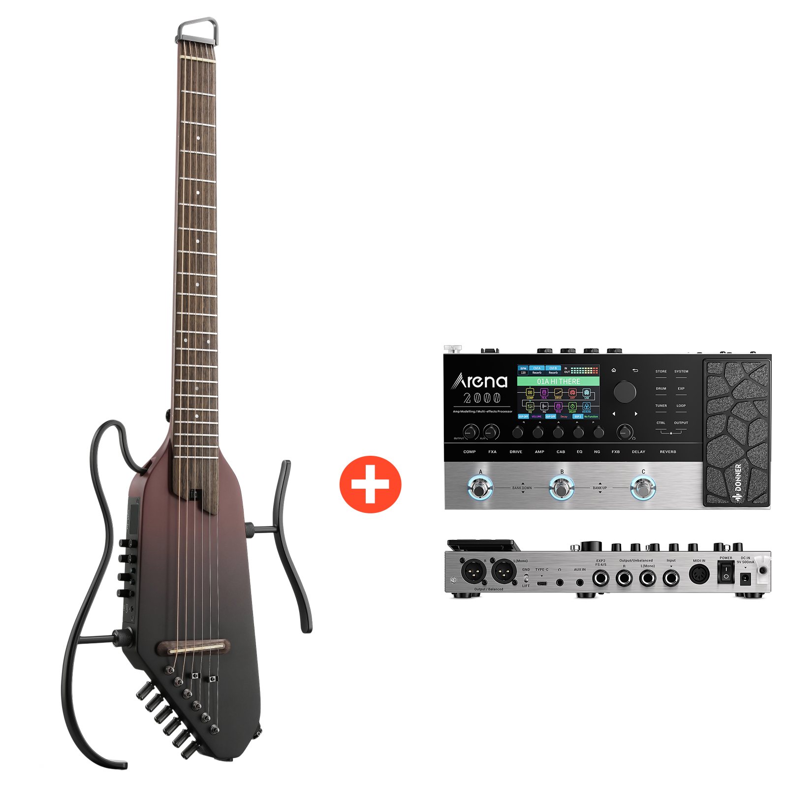 Donner HUSH™ I PRO Reisegitarre-Maillard-Braun Farbverlauf##