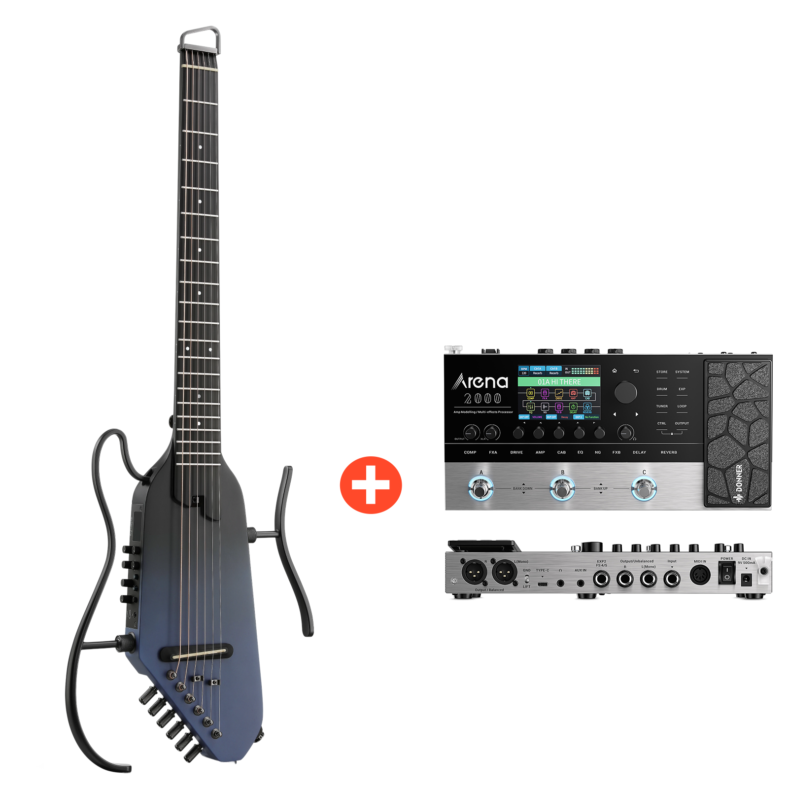 Donner HUSH™ I PRO Reisegitarre-Space Fly Schwarz##