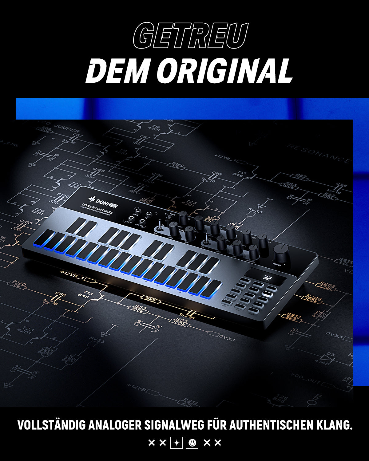 Donner Essential B1 analoger Bass-Synthesizer & Sequenzer