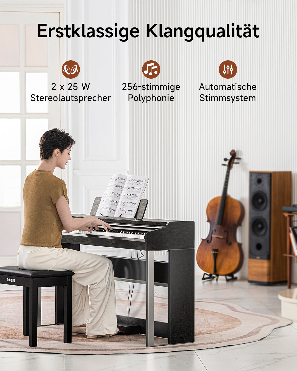 Donner DDP-200 PRO Digital Piano mit Touchscreen-Schwarz##