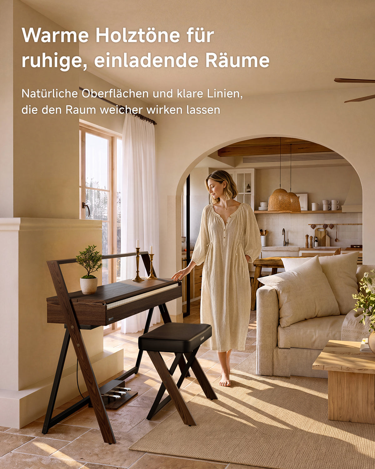 Donner OURA™ R300 Haushalts Digital Piano-Grau-Braun##