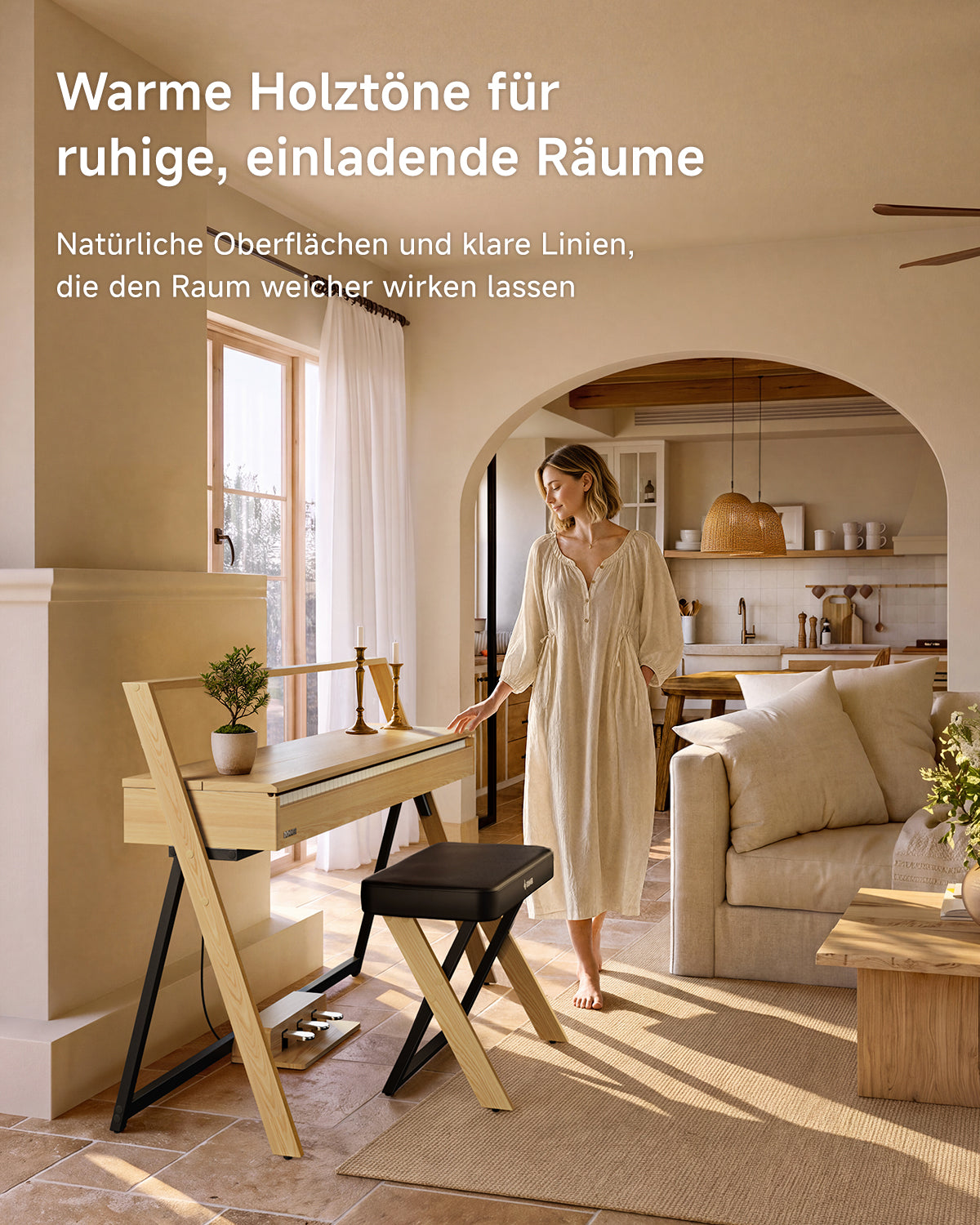 Donner OURA™ R300 Haushalts Digital Piano-Helle Holzfarbe##