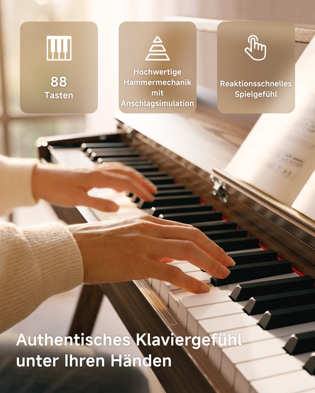 Donner OURA™ R300 Haushalts Digital Piano-Grau-Braun##