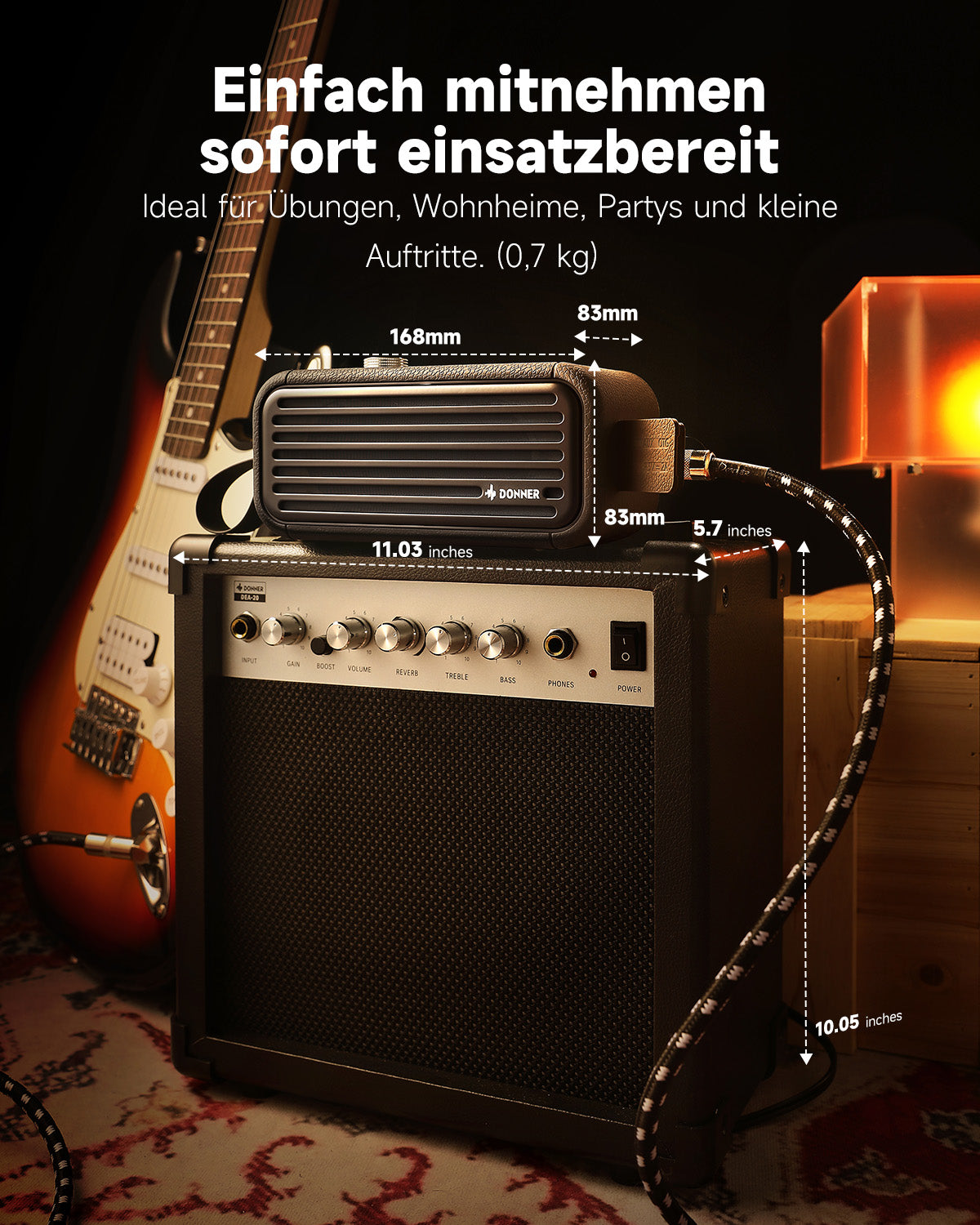 Donner Go E-Gitarrenverstärker Schwarz