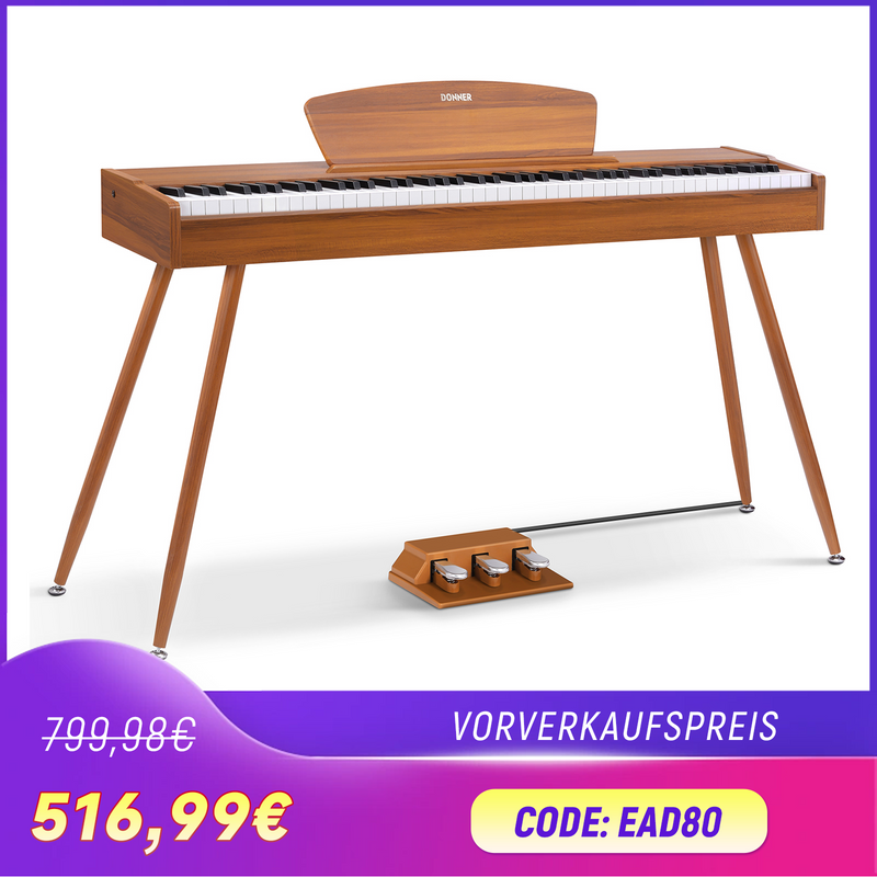 【VORVERKAUF】Donner DDP-80 Digital-Piano für Zuhause 88 gewichtete Tasten & Stilvolles Holzdesign mit 3 Pedale - Lieferung am 22. Januar