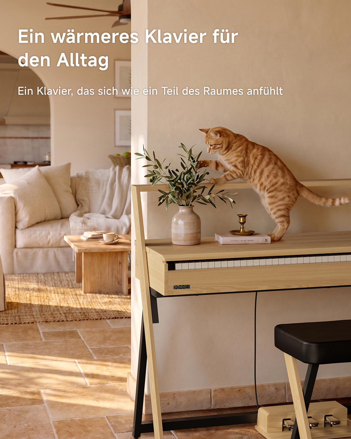 Donner OURA™ R300 Haushalts Digital Piano-Helle Holzfarbe##