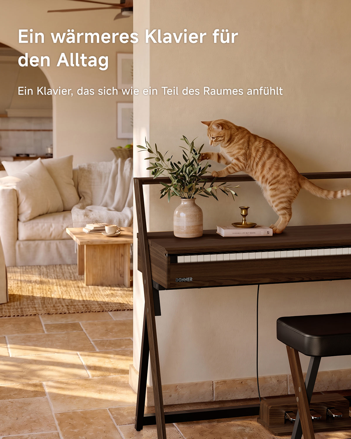 Donner OURA™ R300 Haushalts Digital Piano-Grau-Braun##