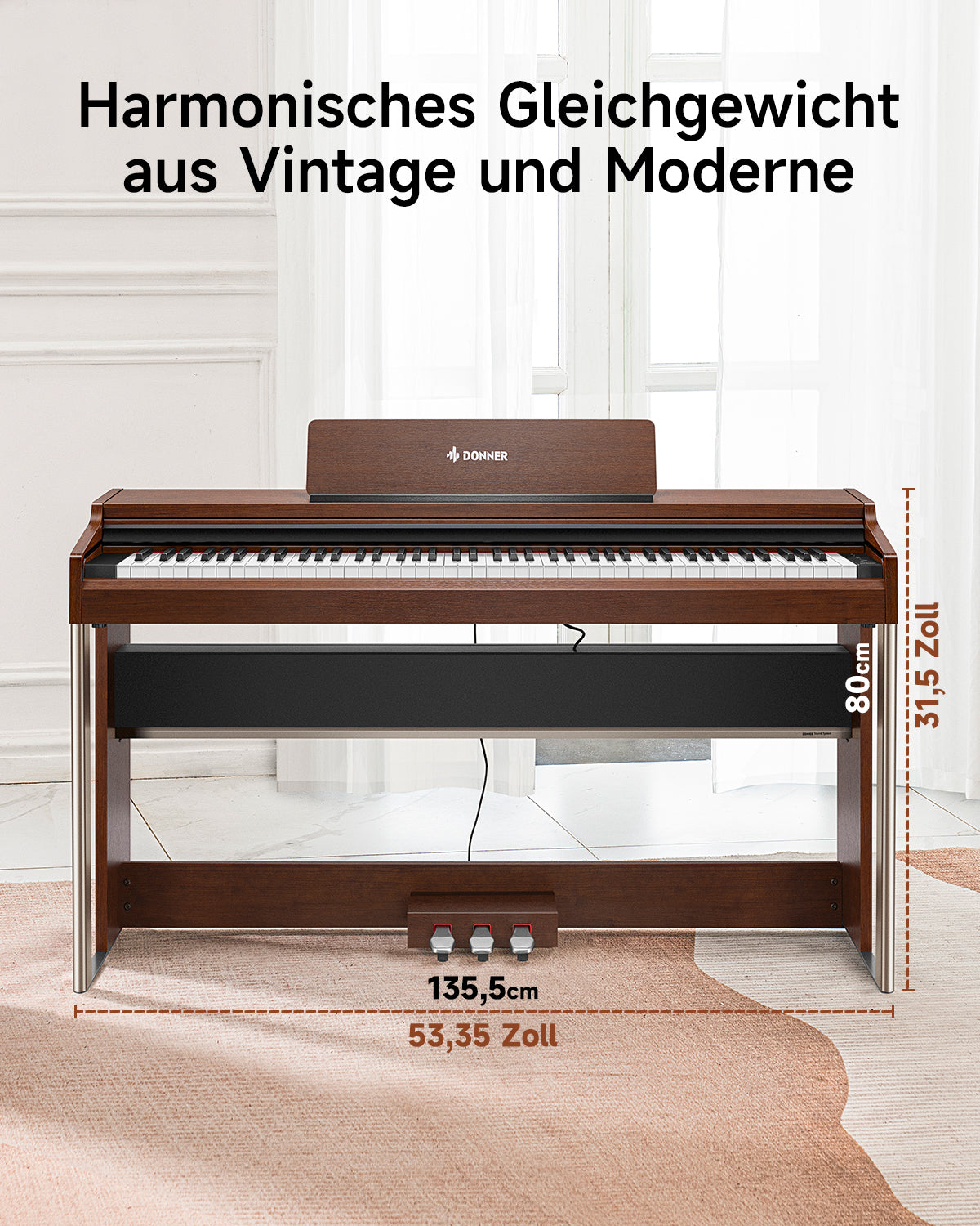 Donner DDP-200 PRO Digital Piano mit Touchscreen-Dunkelbraun##