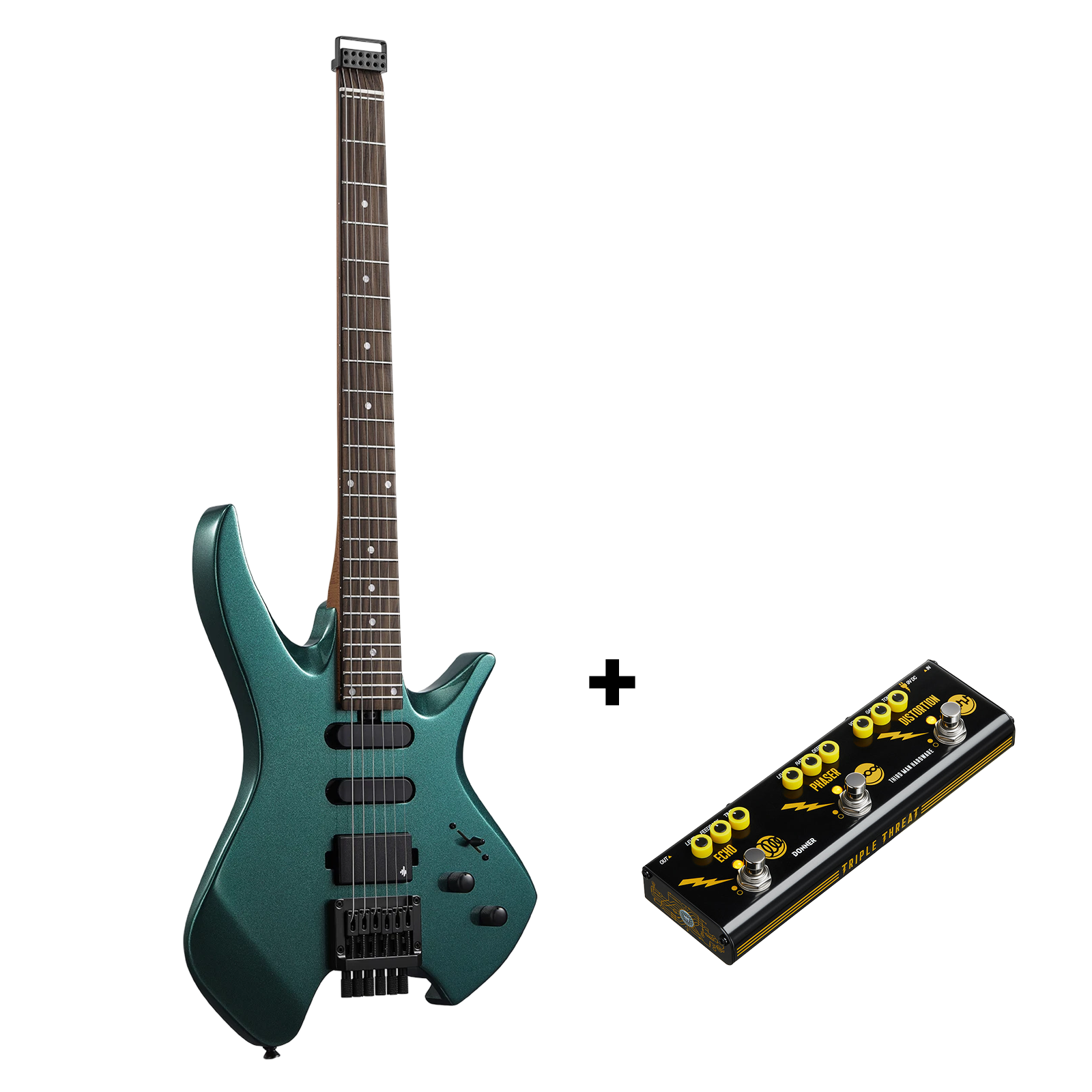 Donner HLX-500 Headless E-Gitarre-Sherwood Green##