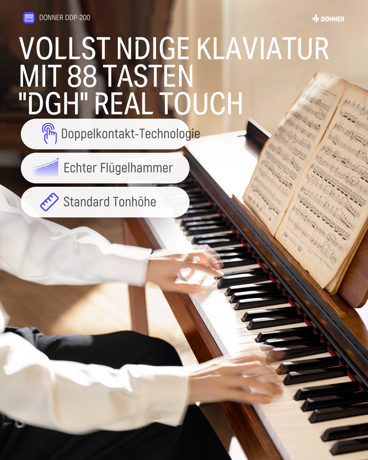 Donner DDP-200 Graded Hammer Action Holz Digital Piano