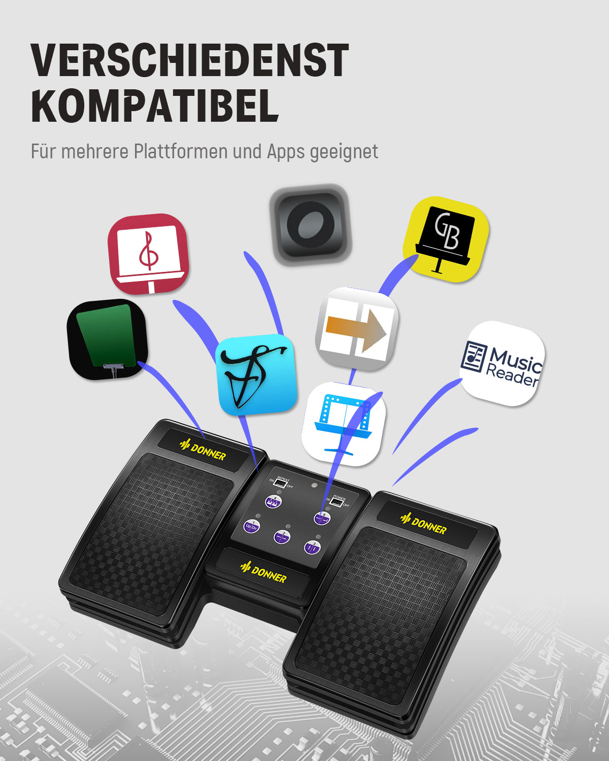 noten umblättern pedal Wireless Page Turner Lange Laufzeit / Notensteuerung Fußpedal -Donner