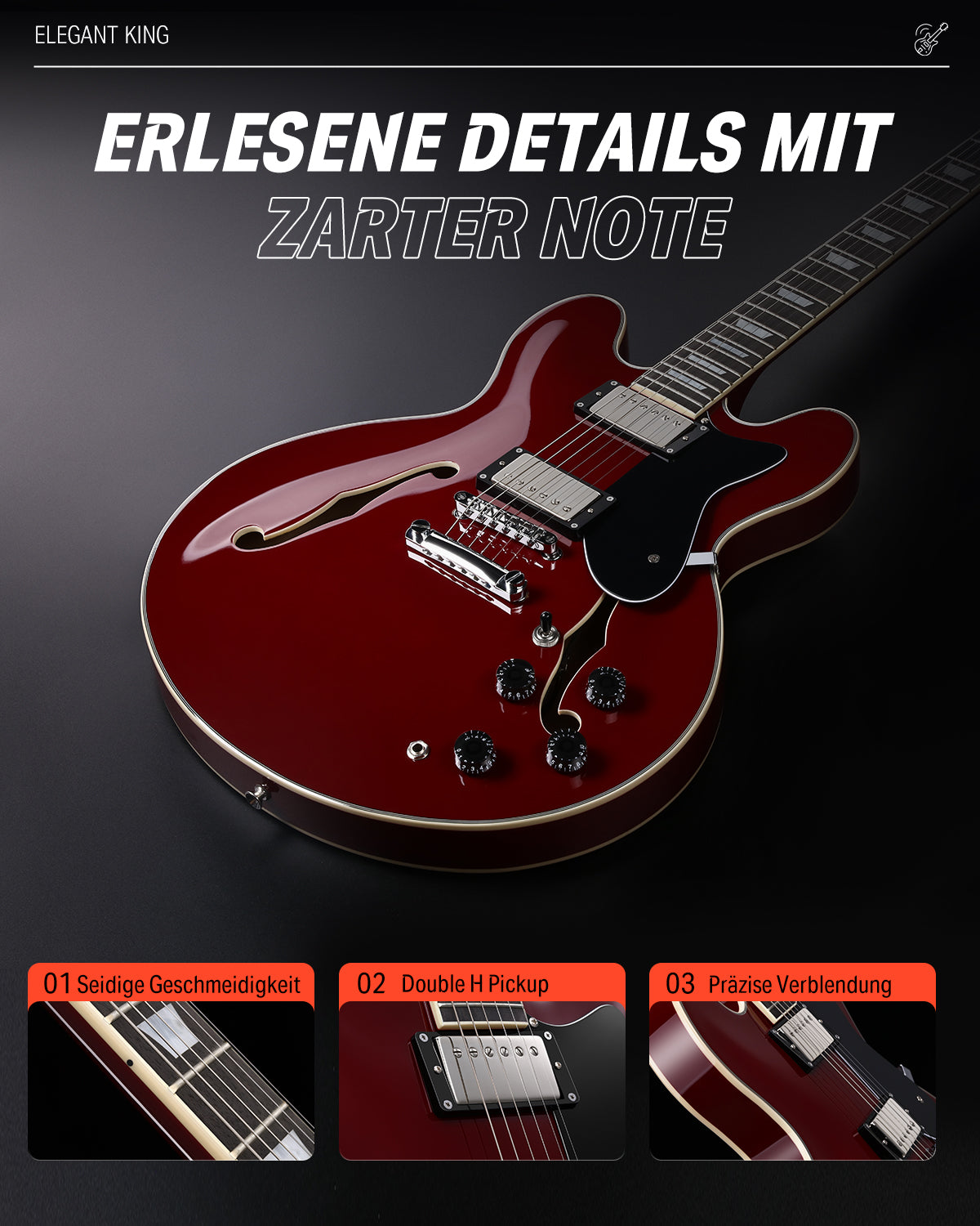 Donner DJP-1000 Jazz-E-Gitarre-DJP-1000R##
