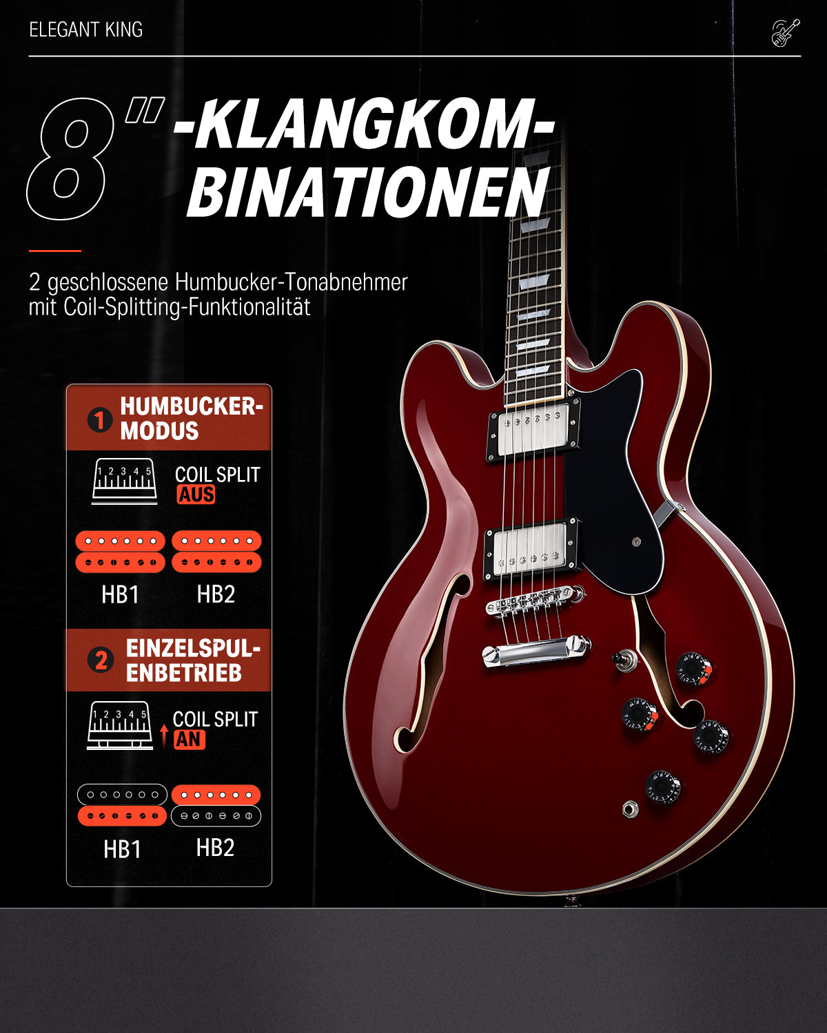 Donner DJP-1000 Jazz-E-Gitarre-DJP-1000R##