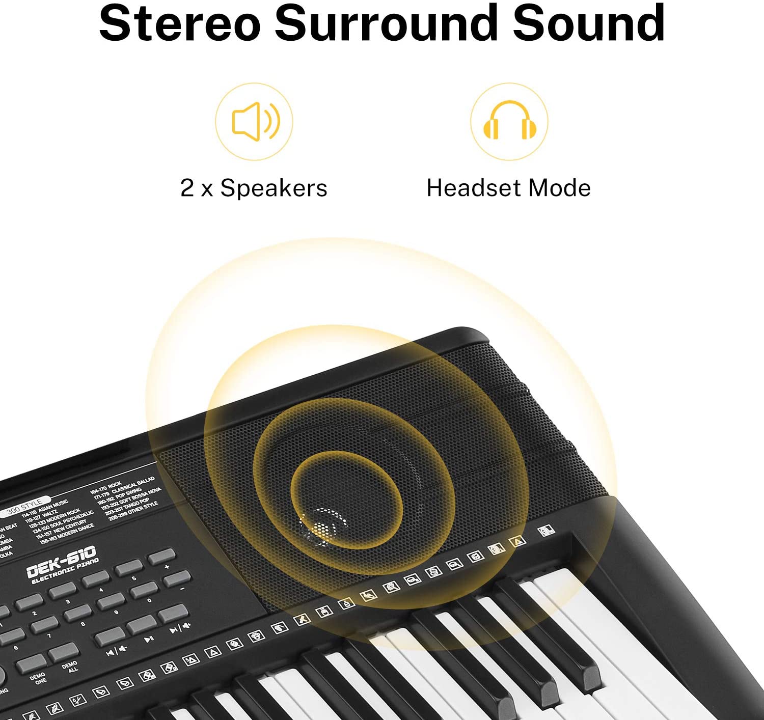 Donner DEK-610 61 Tasten Electronic Keyboard Digital Piano mit Notenblattständer und Mikrofon - Donner music- DE