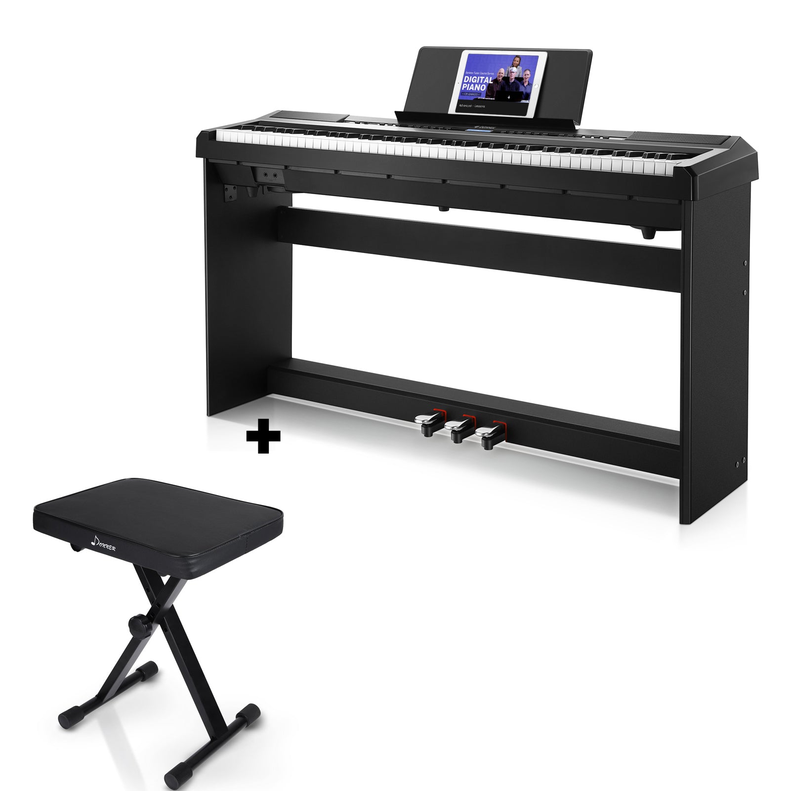 Donner DEP-20 Digital Piano mit Hammermechanik-Schwarz##