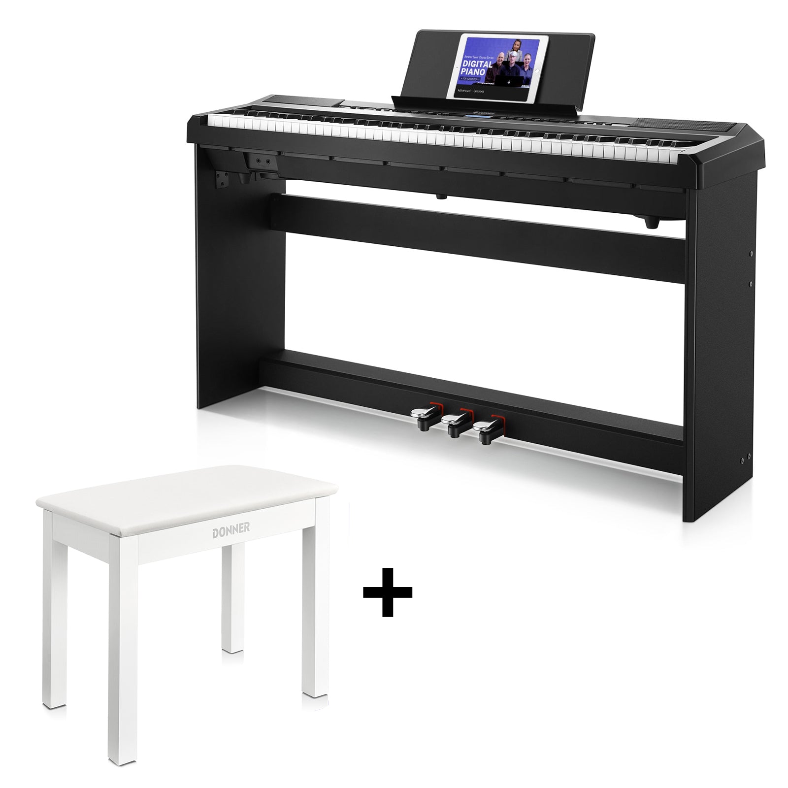 Donner DEP-20 Digital Piano mit Hammermechanik-Schwarz##