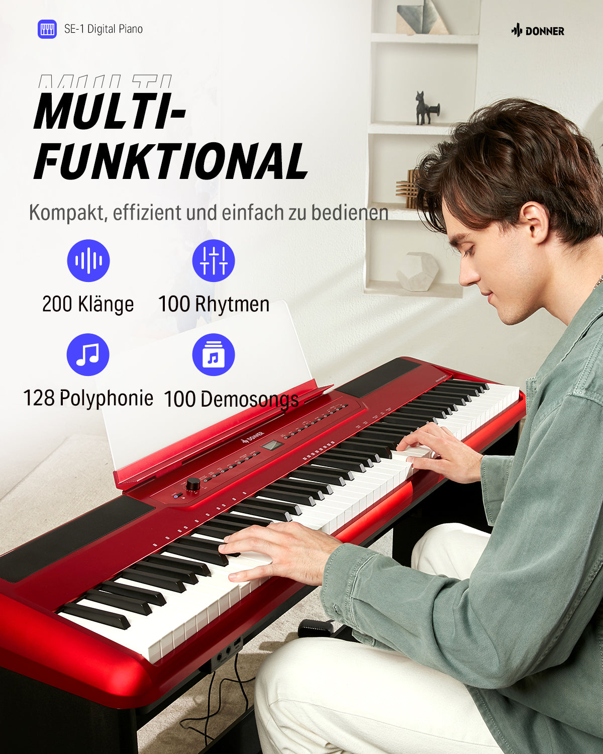 Donner SE-1 Digitalpiano mit 88 Tasten in voller Gewichtung